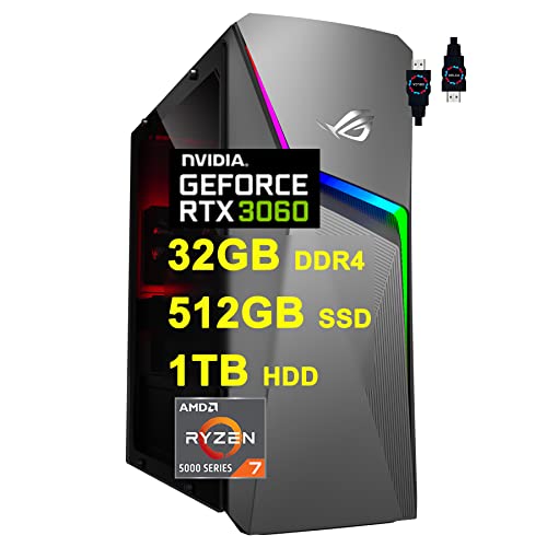 ASUS ROG Strix G10 Premium Gaming Desktop Computer I AMD 8-Core Ryzen 7 5700G (i7-10700) I 32GB DDR4 512GB SSD + 1TB HDD I Geforce RTX 3060 12GB Graphic I DisplayPort DVI WiFi Win10 Grey + HDMI Cable