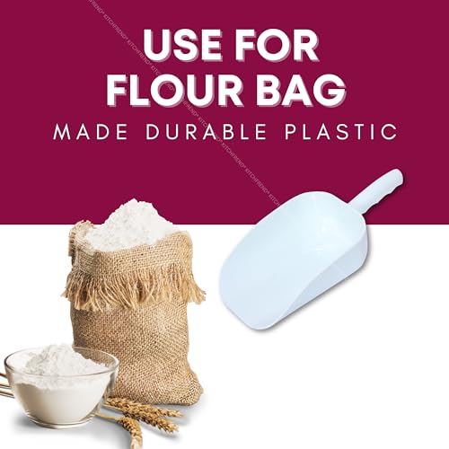 Image of 1kg Capacity Plastic Scoop for Grains, Pet Food, Flour, Spices, Powders, Chemical Use | Heavy-Duty Multipurpose Scooper for Shopkeepers, Manufacturers & Home Use - White