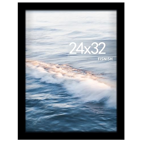 Fisnish 24x32 Poster Frame Black 24 x 32 Frame for Horizontal or Vertical Wall Mounting 1 Pack