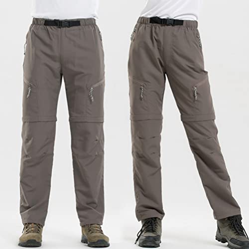 Foto von Minetom Damen Wanderhose Wasserdicht Trekkinghose Outdoorhose Schnell Trockend Leicht Camping Softshellhose Sommer Funktionshose Reißverschluss Abnehmbar Shorts A Khaki XL