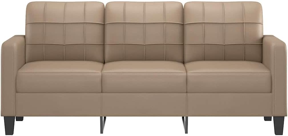 3-Seater Sofa Cappuccino Faux Leather 3-Seater Durable Living Room Furniture