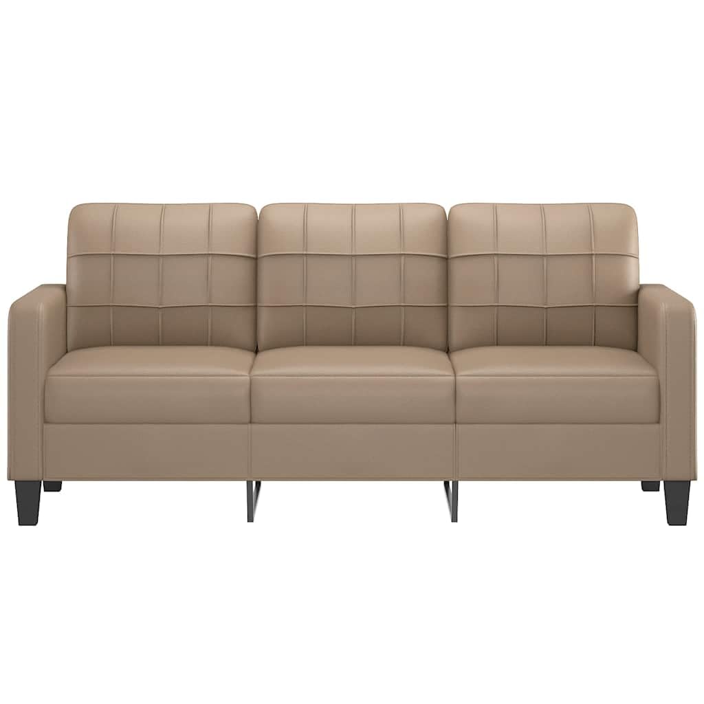 ACAGALA Sofá de 3 plazas con cojines, sofá con reposabrazos, juego de sofá de piel sintética, sofá de salón, moderno sofá para salón, dormitorio, cine en casa o habitación de invitados, 180 cm, marrón