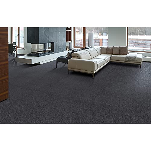 Image of Mohawk Advance 24 inch x 24 inch Berber (Loop pile), 0.11 inch Pile Height, Carpet Tile, Nylon Fiber, Black Color, (24 Tiles), (96 sqft /carton)