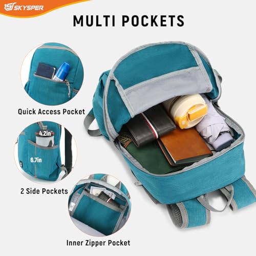 Image of SKYSPER Anti Theft Hiking Backpack, 18L RFID Packable Travel Daypack, Lightweight Foldable Back Pack for Walking Daytrip