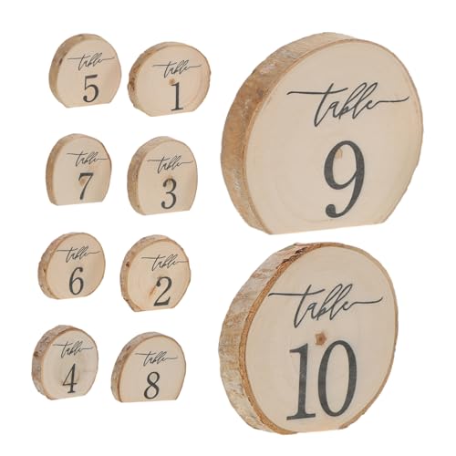 Numéros de table en bois avec écorce naturelle, lot de 10 pièces IMIKEYA