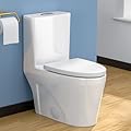 Lordear One Piece Elongated Toilet, 16.5'' Height Comfort Chair Seat, Compact White Toilet for Bathrooms, Dual Flush High Efficiency, 1.24/1.6 GPF, 12'' Rough-in, DOE Certified, Type 338