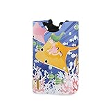 Matériau supérieur: Le panier à linge est fait de tissu Oxford imprimé et la doublure est en tissu Oxford noir enduit de PE avec un panneau en PE au bas (imperméable) .Il le rend durable et facile à transporter.