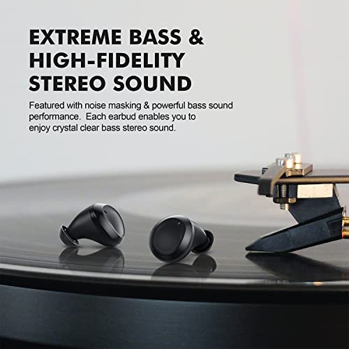 Xtremtec True Wireless Earbuds, Bluetooth Earbuds Noise Cancelling Bluetooth Headphones For Iphone/Android Small Earbuds With Mic Waterproof Cordless In-Ear Earphones Deep Bass Sound Headsets (Black) #TOP2