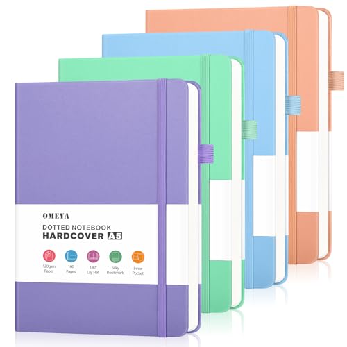 Cuaderno punteado de cuero premium OMEYA tamaño A5 mediano con hojas de 120 gsm