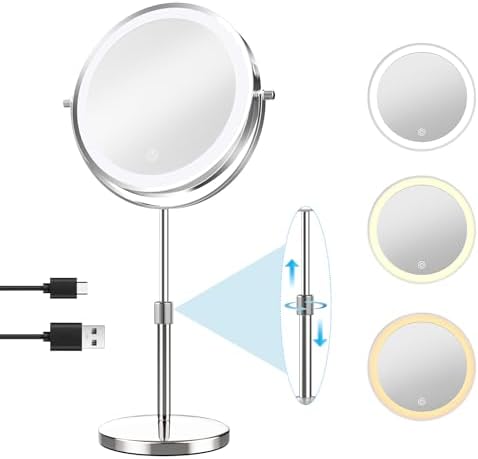 Tischspiegel Mit Beleuchtung Kosmetikspiegel Mit LED Beleuchtung Spiegel Mit 5fach Vergrößerung Drehbar Badzu Make Up Spiegel Mit Beleuchtung