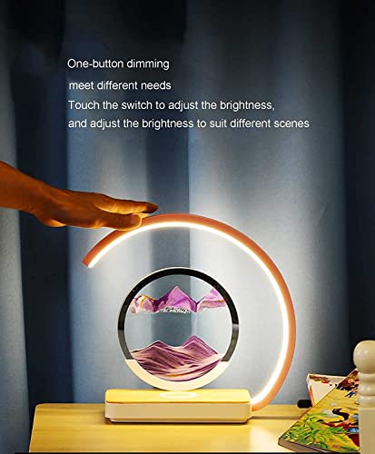 Sandaing Table Lamp,3D Hourglass Moving Sand Desk Lamp With Touch Switch,Three-Tone Light Flowing Sand Art,Mobile Phone Wireless Charging,Under The Sea Relaxing Decor (Color : Gold) #TOP2