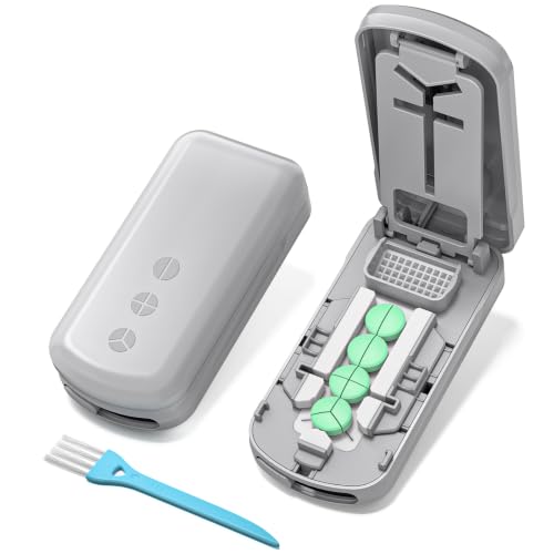 Image of Daviky Pill Cutter Splitter for Small & Tiny Pills, Dual Safety Blades | Adjustable Centering Slot, Precise 1 /2 1 /3 1 /4 Tablet Cutter, Built-in Storage, Portable & Senior-Friendly