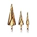 Jelbo 3Pcs HSS Titanium Coated Spiral Step Drill Bit Set 4-12/4-20/4-32mm 1/4-Inch hex Shank Drive Quick Change Woodworking Punching Tools