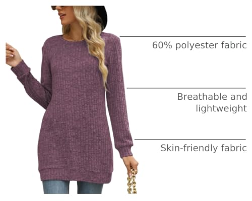 Image of Sweaters for Women Long Sleeve Crewneck Sweatshirt Loose Casual Tunic Tops