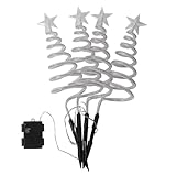 Marco Paul Set of 4 Spiral Christmas Tree Stake Lights – 50 cm Battery-Operated Outdoor Decorations with 40 Cool White LEDs – Light-Up Garden Ornaments with Timer Function for Festive Pathway - Image 3