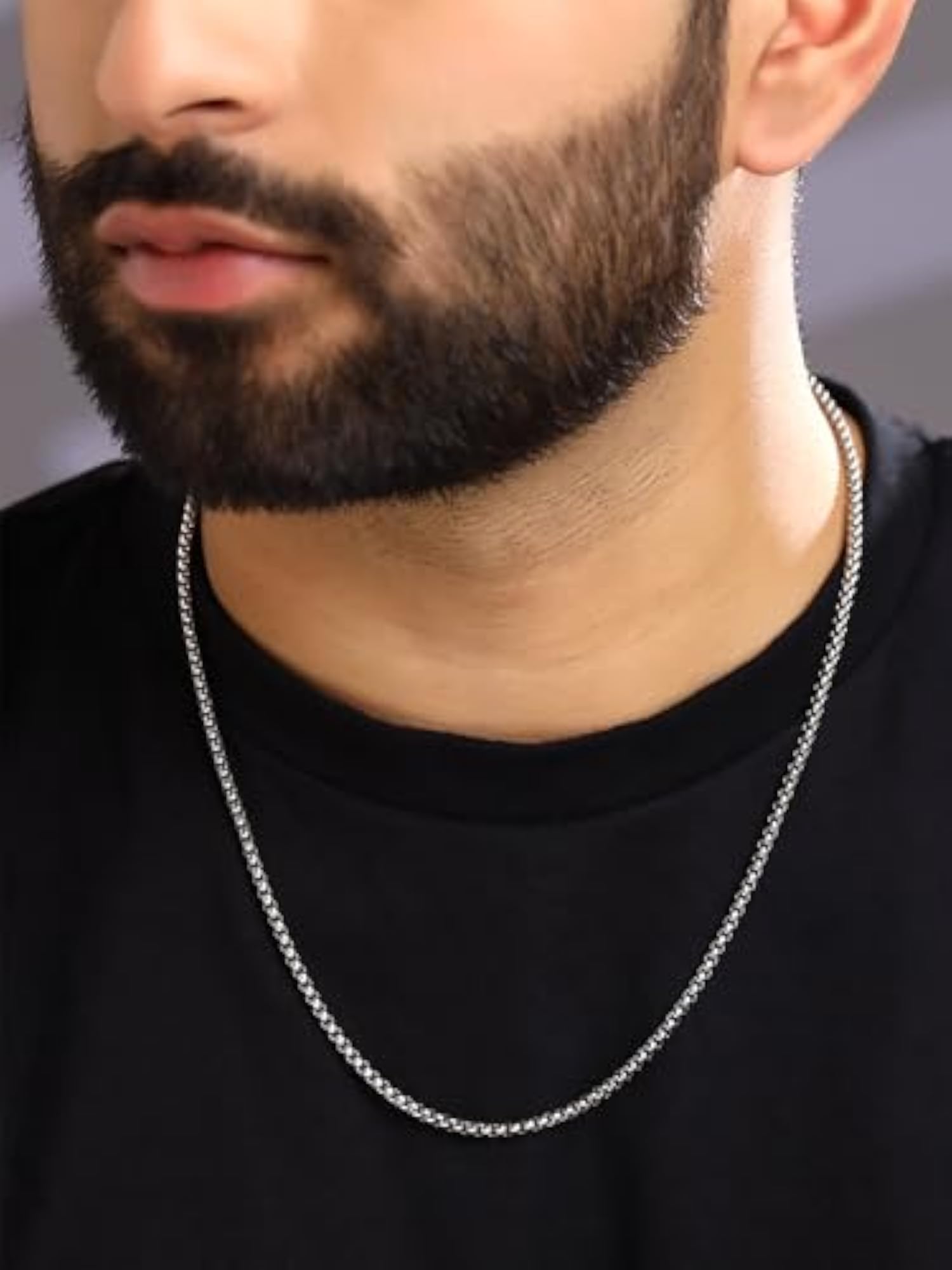 Classic Silver Box Chain Necklace for Men