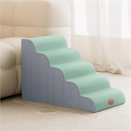 MeQibin Sponge Pet Stairs, Dog Ramp for Stairs Inside House, Pet Ramps for Removable and Washable, Non-Slip Pet Steps, Small Pets(Blue,27.5×17.7in)