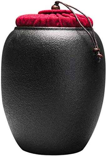 SCWZZWSY Urnes Urnes Funérailles Adultes Céramiques Céramiques à Double Couverture Sceau d'humidité à la Main Haute température (Noir)
