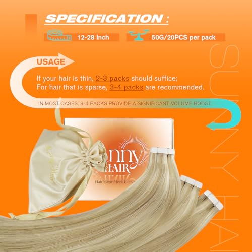 Image of Sunny Hair Tape in Hair Extensions Human Hair Highlight for Date Night