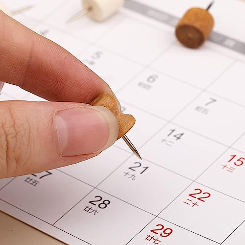 Image of Climberty 114Pcs Wood Push Pins with Storage Box, 3 Colors 7 Thumbtack Styles, Decorative Push Pins for Bulletin Board Cork Board Felt Board Push Pin Clip for Home, Office Accessories Stationery