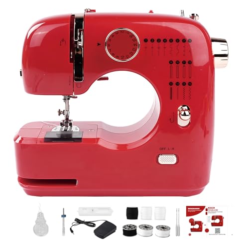 Mini máquina de coser eléctrica, 16 puntadas Multifuncional máquina de coser doméstica con doble aguja, juego de costura portátil para principiantes, arte DIY y acolchado