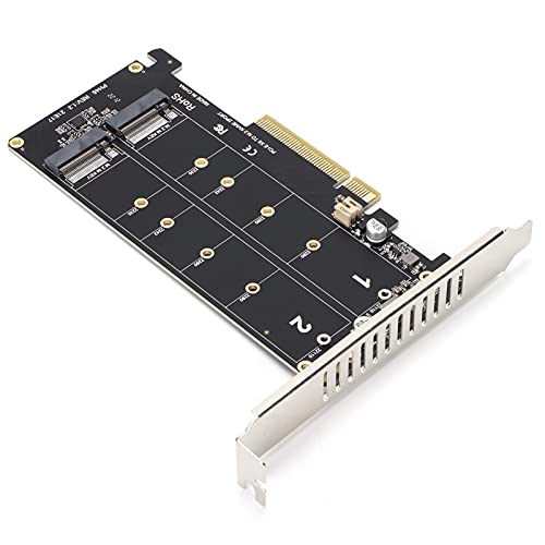 M.2 PCIE Adapter Card, Dual M.2 NVMe SSD to PCIE X8 M Key Hard Drive Converter Reader 2 x 32Gbps PCIE Host Controller Expansion Card (ph45)