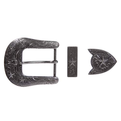 Hebilla de cinturón de 3.8 cm de vaquero occidental en plata envejecida