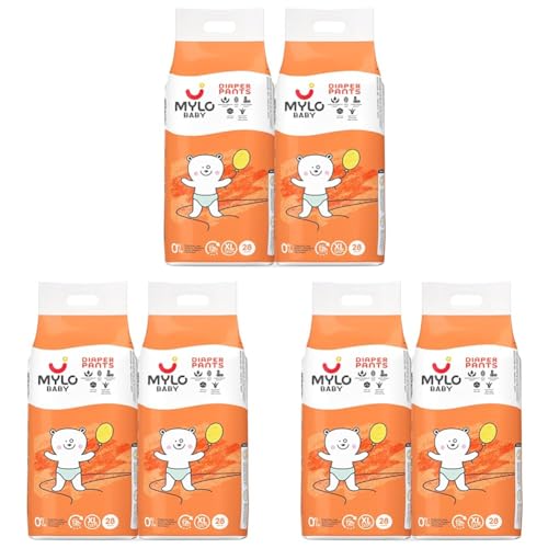 Image of Mylo Baby Diaper Pants Extra Large (XL) Size 12-17 kgs (56 count) Leak Proof | Lightweight | Upto 12 Hours Protection | ADL Technology | with Aloe Vera Lotion (28 Count, Pack of 6)