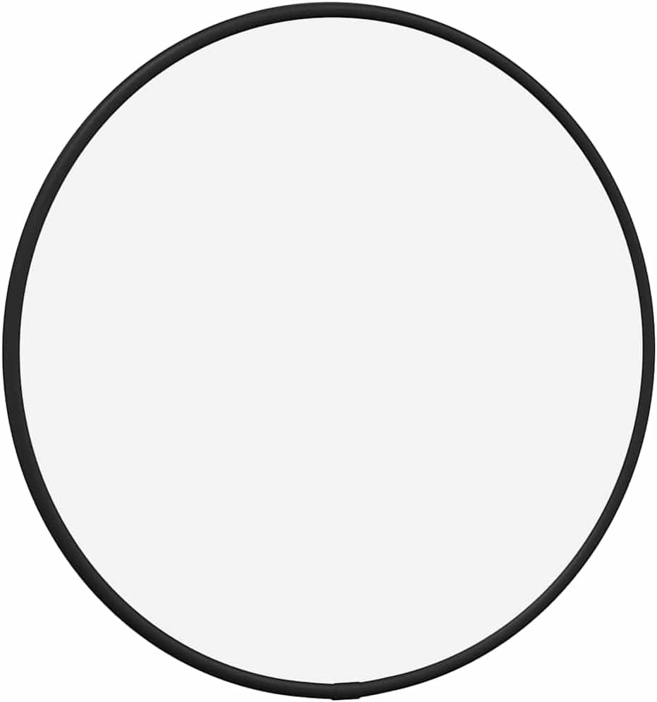 vidaXL Round Wall-Mounted Mirror, 11.8-Inch Diameter - Clear Glass Mirror with PVC Frame for Bedroom, Living Room, Bathroom, Hallway - Black