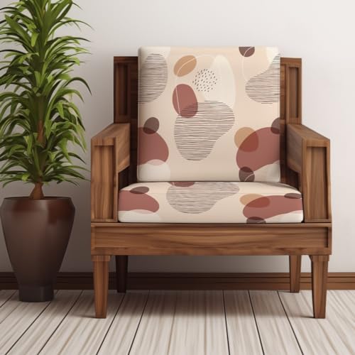Image of Decorian Polycotton Stretchable Printed Solid Sofa Slipcovers, Wooden Sofa Seat Cover, Sofa Back Cushion Covers (Pack of 2, Asbtract Circles)