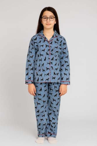 Image of Girls Premium Cotton Full Sleeves Printed Nightsuit Set | Collar Style Night Dress for Girls | Soft & Breathable Pajama Set | Trendy Kids Sleepwear & Nightwear