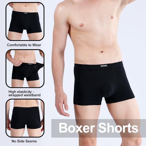 DHONG Mens Underwear Boxer Briefs Cotton Stretch Breathable Moisture Transferring and Sweat Absorbent Mid Waist 3 Pack2