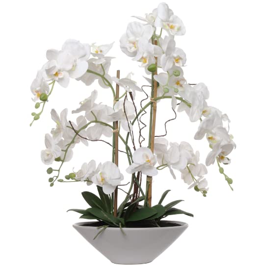 24.8" White Phalaenopsis Orchid in Pot - Realistic Silk Flower Plant Decor - Perfect for Home & Office - Lifelike Beauty to Elevate Your Space