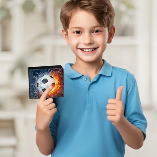 Image of Boys Wallet for Kids, Teen Boy Soccer Wallets 9-12 8-10 8-12, Cool Novelty Leather Bifold Rfid Blocking Purse Coin Pocket Zipper Id Window for Children Men Male Youth Guys Birthday Gifts