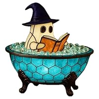 Ghost Reading Book Lamp,Halloween Ghosts Reading Night Light Up,Adorable Ghost Reading Night Light Halloween Decor,Centerpieces Decorations Ghost Flickering Nightlight for Readers & Book Lover (B-1PC)