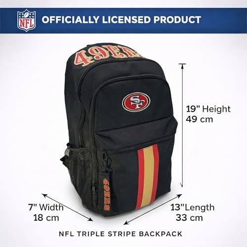 Image of NFL San Francisco 49ers Backpack - Triple Stripe Wordmark Design with Keychain