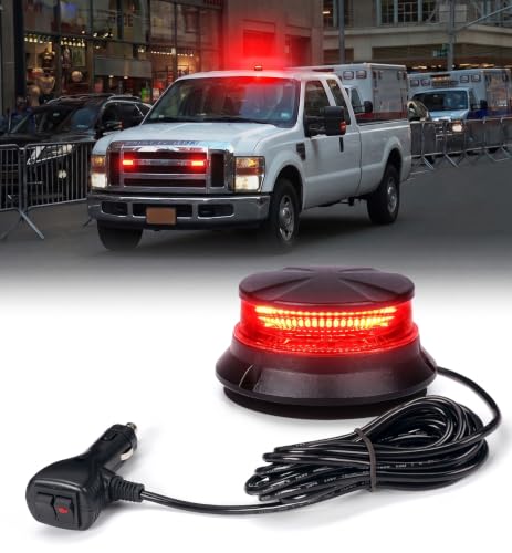 Image of Xprite LED Visibility Beacon Light, 4.5 Inch Super Bright Forklift Roadside Caution Lights with Magnetic Base, 12-24V for Construction Truck, Utility Vehicle, Tractor, Golf Carts-R