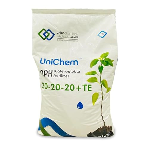 Unichem ® NPK Fertilizer, Nitrogen, Phosphorous, Potassium | Water soulble | Made in UAE, No.1 choice in UAE, Formula 20-20-20 +TE | farmers choice | Fruits, leaves, vegetables, fruits 25kg