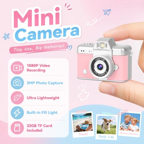 Mini cámara digital retro con pantalla abatible y USB-C miniatura 2