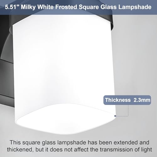 Image of 10 Inches Bathroom Vanity Light, 2-Light Black Bathroom Light Fixtures Over Mirror, Bathroom Light Shower Lamp with Milky White Square Glass Shade, Modern Farmhouse Lighting Fixtures