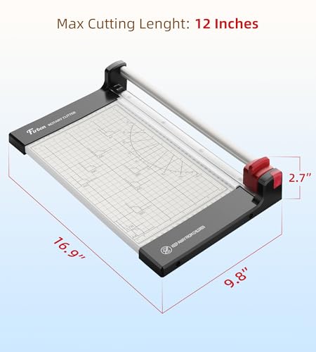 Firbon 12\" Rotary Paper Trimmer with Replaceable Blade, Heavy Duty 10-Sheet Capacity Cutter for Cardstock, Photos, Scrapbooking, Office, School & Studio