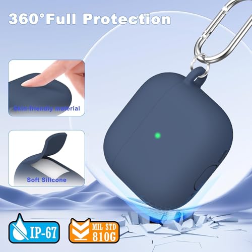 Image of Meyaar for Apple AirPods Pro 3 Case Cover with Keychain, Soft Skin Silicone Case Cover, Full Protective Case Cover Compatible with AirPods Pro (3rd Generation) Case 2025 (Neavy Blue)