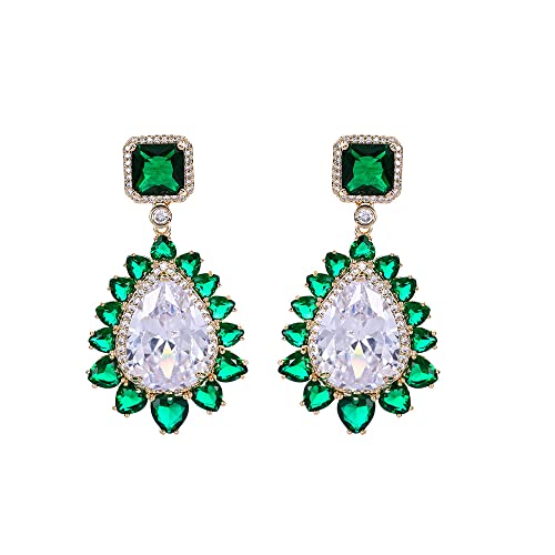 Boucles d’oreilles florales en cristal en forme de larme pour femme et mariée