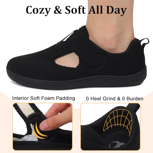 Womens Slippers Soft & Cozy House Bedroom Shoes Comfy Wide Walking Shoes Adjustable Diabetic Bunion Swollen Recovery Indoor Outdoor Slippers4