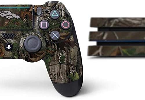 Skinit Decal Gaming Skin compatible with PS4 Pro Console and Controller Bundle - Officially Licensed NFL Denver Broncos Realtree Xtra Green Camo Design