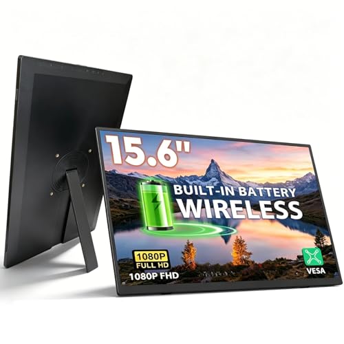 Image of XAVION 15.6 Inch Wireless Portable Monitor with Rechargeable Battery 1080P FHD Second Screen for Home & Office for Laptop Phone No Cables or Drivers Need