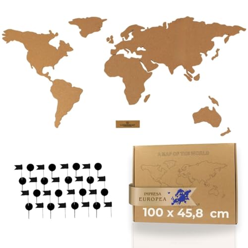 Tripvea - Mappa Mondo da Parete in Sughero | Planisfero