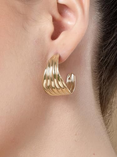 Image of Bohey by KARATCART Gold-Toned Classic Half Hoop Earrings for Women