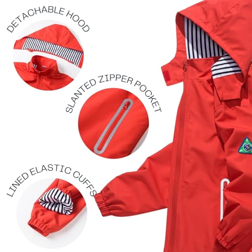 image for IjnUhb Kids Rain Jacket Boys Girls Waterproof Hooded RainCoat Toddler 