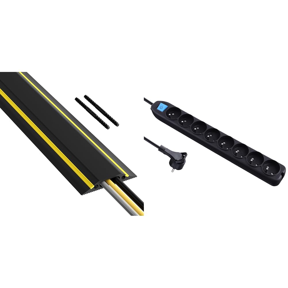 Passe câble sol D-Line FC83H et multiprise 8 prises Electraline avec interrupteur